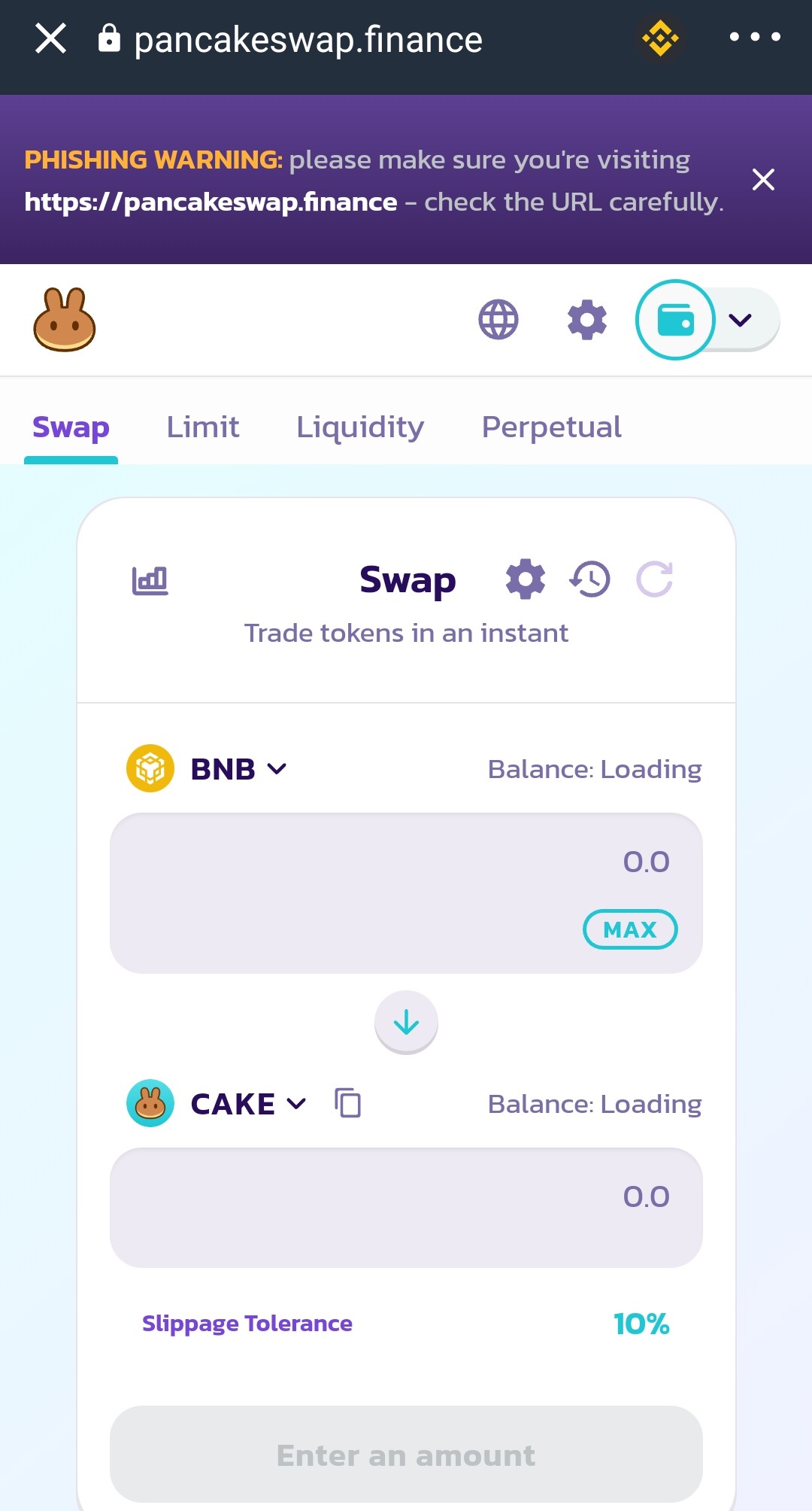 Pancakeswap interface