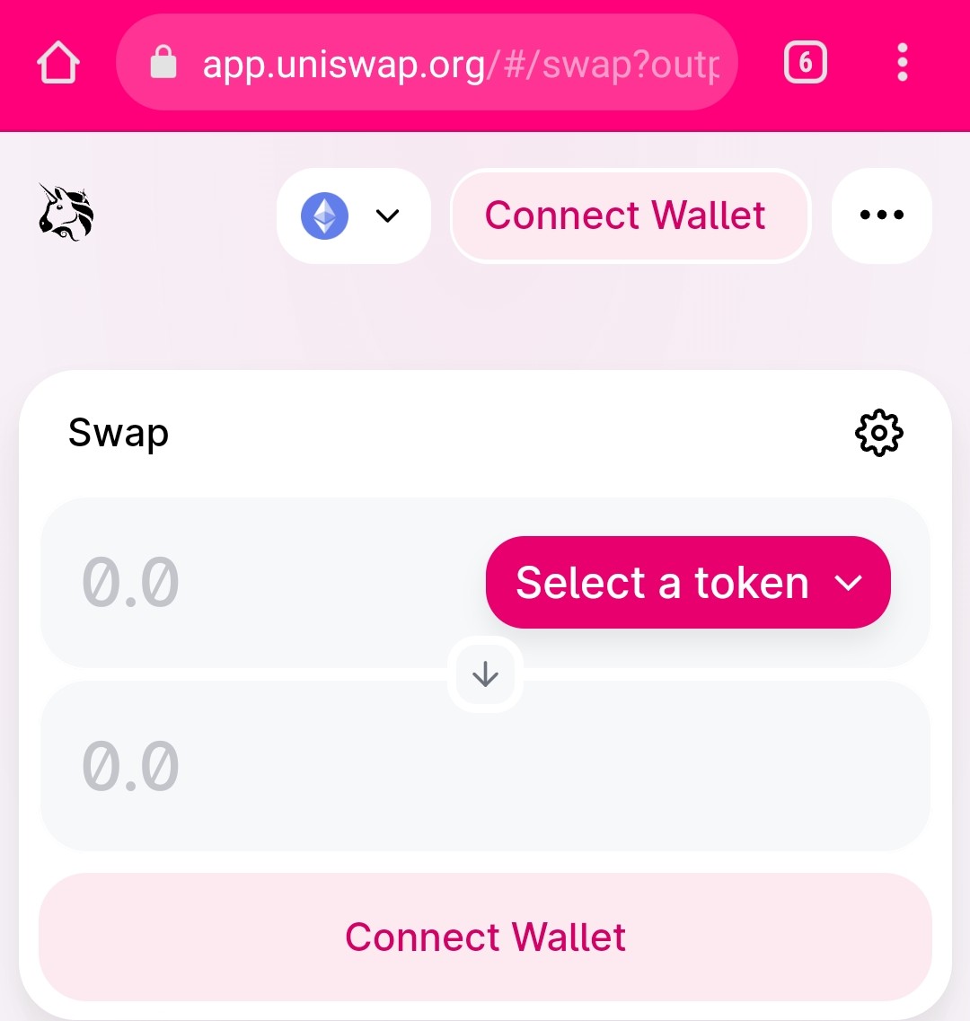 Uniswap swapping interface