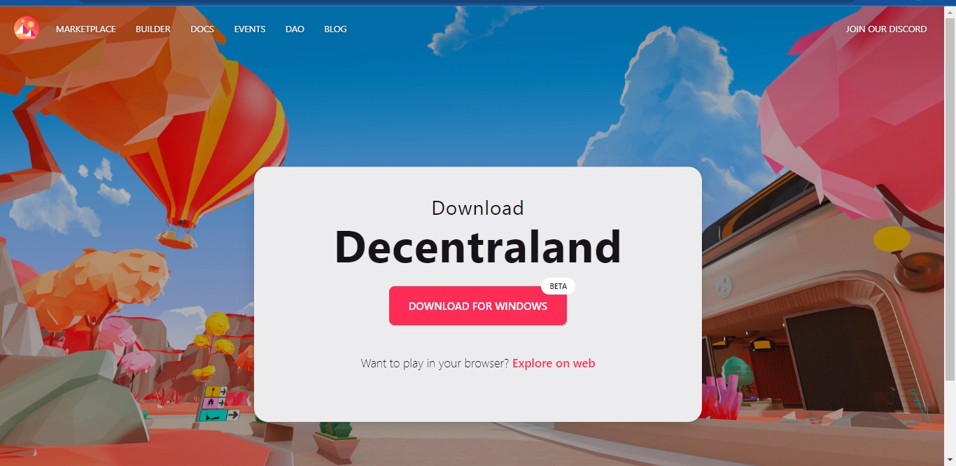 Decentraland for windows- decentraland