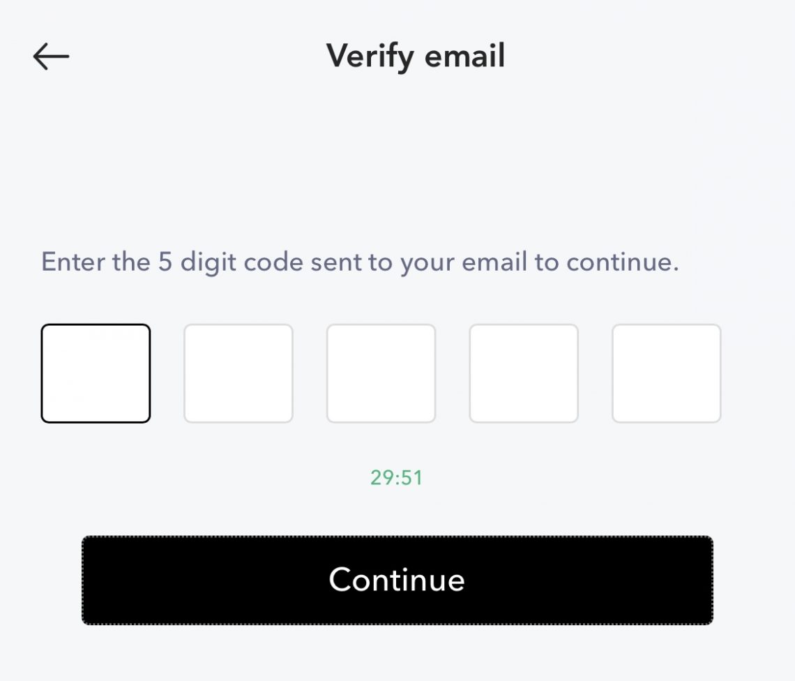 Input the OTP to continue registration